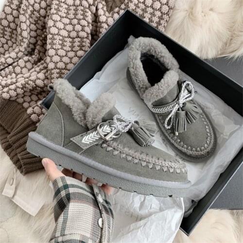 Winter Boots Women 2020 Ankle Boots Round Toe Butterfly-knot Slip-On Shallow Mouth Boot Flat Heeled Shoes Platform Boots