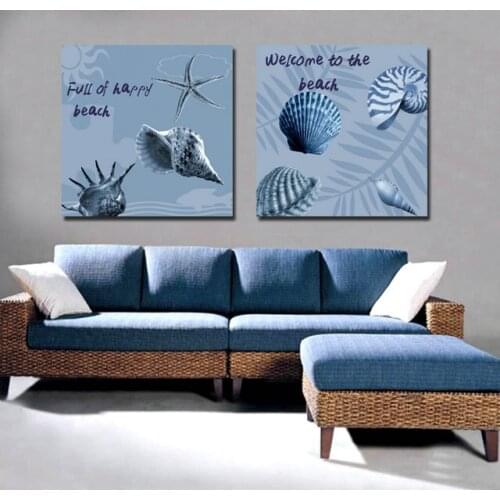2 Panel Modern Printed Happy Beach Oil Painting Picture Cuadros Canvas Art Wall Paintings Flower For Living Room No Frame