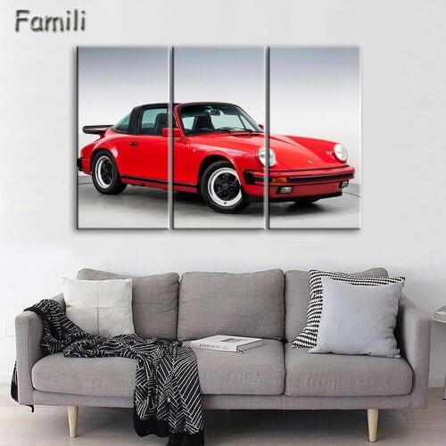 3 panel canvas art Retro Old Car Canvas Painting Classic Landscape Car Painting Printed On Canvas