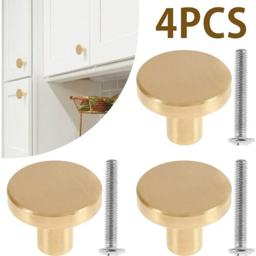 4pcs Furniture Handle Round Brass Dresser Knobs Drawer Pulls Cabinet Door Knob Handle Wardrobe Door Decoration Hardware Pull