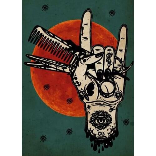 5D DIY diamond painting Barber hands comb scissors Full Drill Embroidery Cross Stitch Mosaic Craft Home Decor Christmas Gift