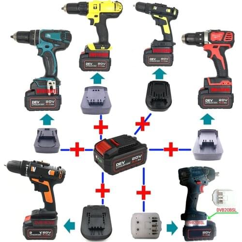 Adapter DVB18MTL DVB18DWL DVB18MWL DVB20BSL DVB20GWL use Devon 20V Li-ion Battery on MAkita for DeWalt Milwaukee Basch Worx Tool
