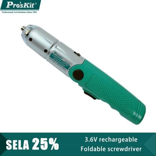 ProsKit PT-1136G Electric Screwdriver 3.6V Rechargeable Screwdriver Small Household Foldable Straight Gun Type
