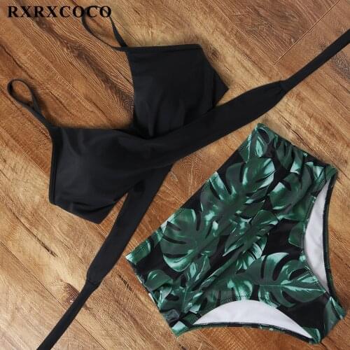 RXRXCOCO Bikinis 2020 Swimwear Women Bandage High Waist Biquini Push Up Beach Bathing Suit Leopard Swimsuit Women Bikini Set