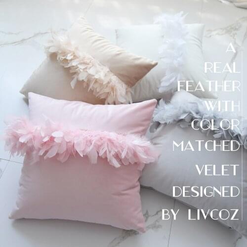 45x45cm princes style feather pillow cover velvet cushion cover pillowcase bedside lumbar pillow case