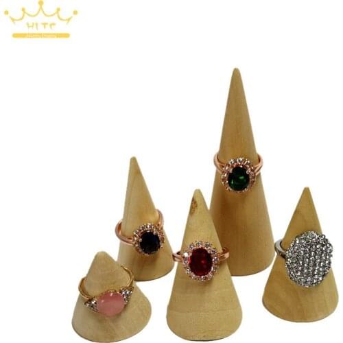 Solid wood conical ring display shelf jewelry tray creative jewelry storage props wooden small ornaments