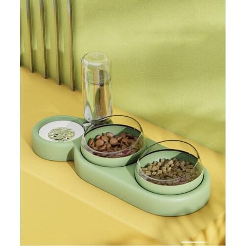 Pet Cat Bowl Automatic Feeder Dog Cat Food Bowl With Water Fountain Double Bowl Drinking Raised Stand Dish Bowls For Cats