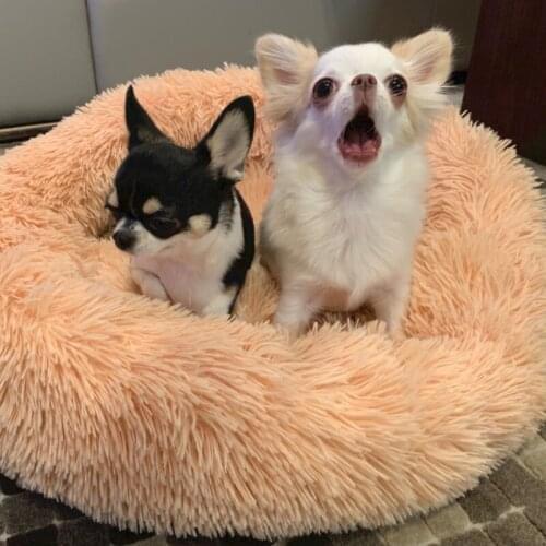 Dropshipping Round Dog Bed Pet House Bed for Dogs Basket Products Cushion Dog Pet Bed Mat House Soft Long Plush Dog Accessories