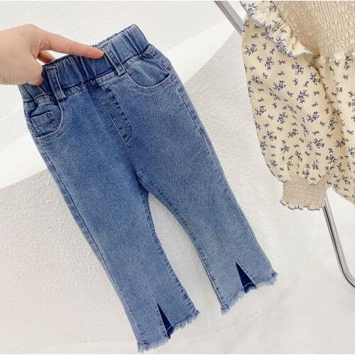 2021 Korea style girls boys denim pants autumn fashion kids long jeans pants 2-7 years