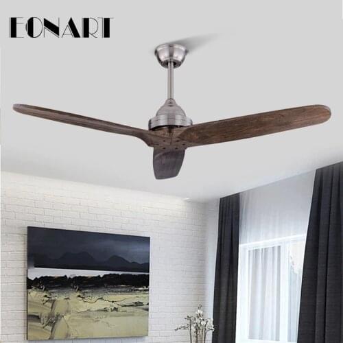 EONART 52 Inch DC motor without lamp modern simple 3-leaf solid wood with remote control ceiling fan 220 V ceiling fans