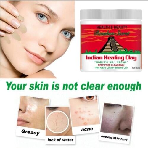 Indian Healing Clay Facial Mask Blackhead Remover Deep Cleansing Brightens Skin Tone Shrink Pores Moisturizing Skin Care