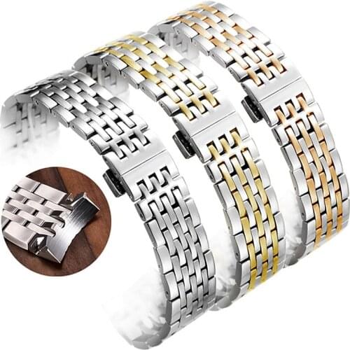 Curved End Stainless Steel Watchband for Tissot 1853 Bracelet Watch Band T006/T41 Mens Straps 19mm Universal Wrist Band + Tool