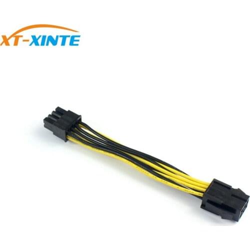 XT-XINTE 1PC 6 Pin Feamle 8 Pin Male PCI Express Converter CPU Graphics Video Power Cable 6Pin to 8Pin PCIE Power Cable