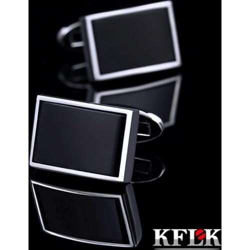 KFLK Jewelry shirt Fashion cufflinks for mens Brand Black Cuff links Buttons High Quality Wedding party Male Gift guests