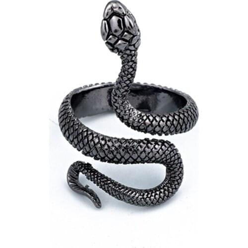 1 Piece European New Retro Punk Exaggerated Spirit Snake Ring Fashion Personality Stereoscopic Opening Adjustable Ring Jewelry