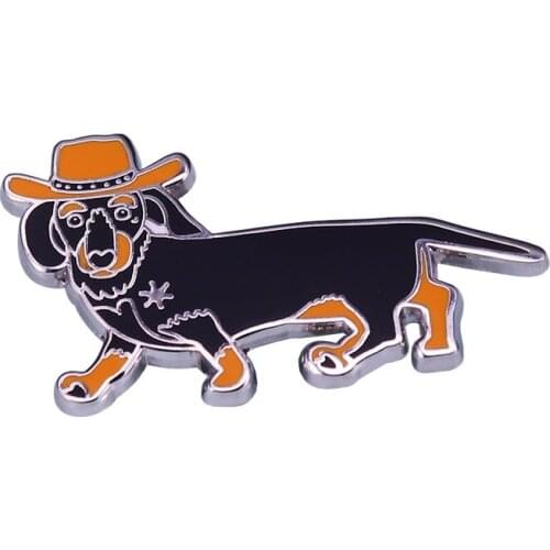 Cowboy Dog Puppy Brooch Doggie Dachshund Enamel Pin Dog Lovers Dog Mom Gift