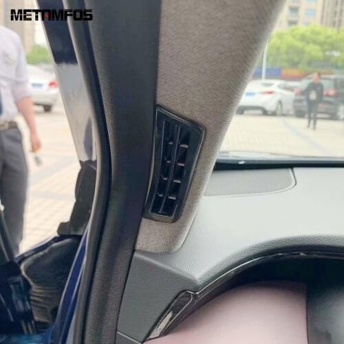 For Hyundai Santa Fe 2019 2020 Window A Pillar Air Condition Vent Outlet Cover Trim Carbon Fiber Inner Accessories Car Styling