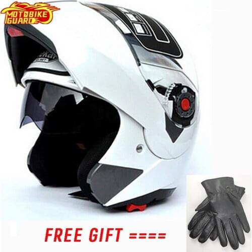 Casco Moto Motorcycle Full Face Safe Helmet Moto Motorbike Double Visor Flip Up Helmets with Inner Sun Visor Helmets Jiekai 105