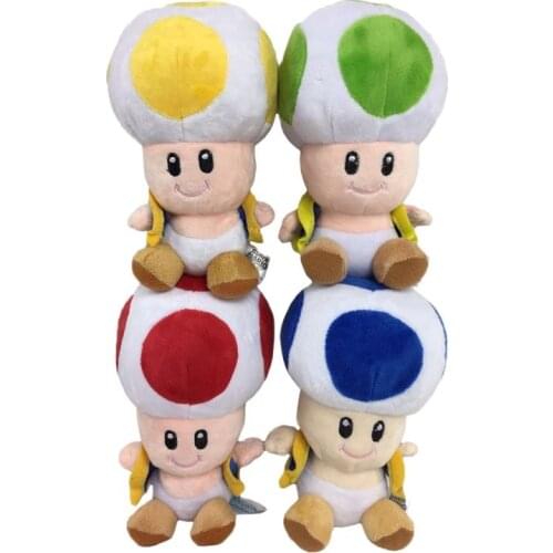 1piece 16cm Super Bros Mushroom soft cartoon stuffed Doll 4 color super plush toys