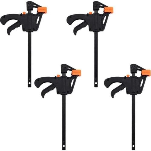 Plastic F Clamps Set 4-Piece, 100mm 4 inch Bar F Clamps Clip Grip Quick Ratchet Release Woodworking DIY Hand Tool Kit