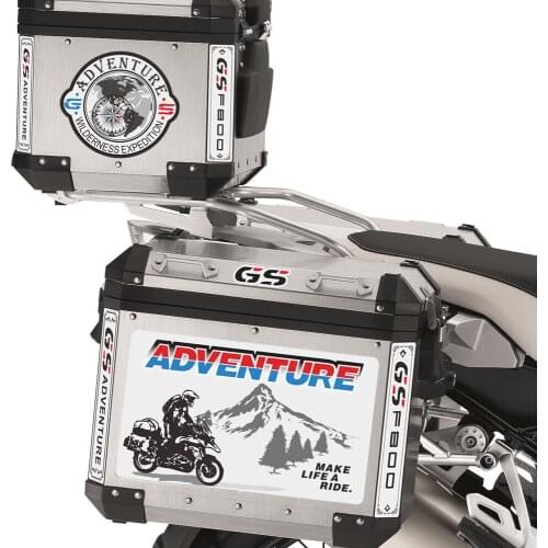 For BMW F800GS F800 GSA Trunk Motorcycle Tail Top Side cases panniers Luggage Aluminium Stickers Decals ADV GS Adventure