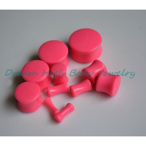 New Arrival Neon Pink Double Flare Ear Plug Saddle Flesh Tunnel Taper Stretching UV Acrylic 3-20mm Ear Piercing Jewelry Expan