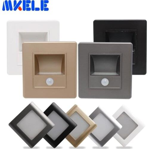 New Arrival Led Stair Light Porch / Corridor / Corner / Stair Lamp Wall Footlights Switch Human Body Sensor Lamp Plastic Panel