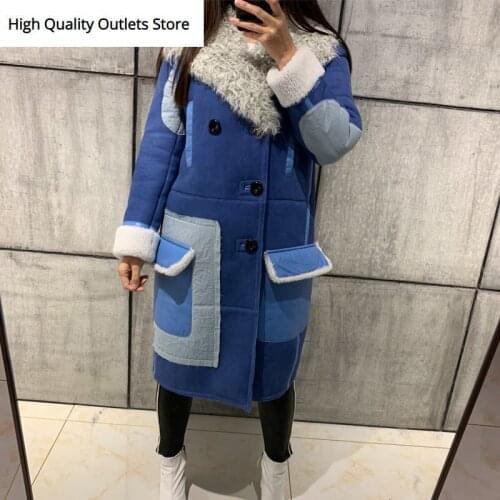 Ladies suede coat lamb leather coat lamb fur coat shearling coat