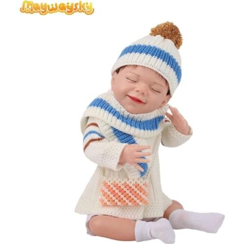 Maywaysky 20" Full Silicone Body Reborn Bebe Doll Smiley Face Realistic Newborn Baby With Winter Cloth