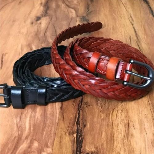 Genuine Leather Handmade Womens Braided Belt High Quality Ladies Braided Belt Woman Belt Female Belt Ceinture Femme WBT0073