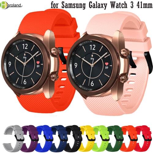 Band 20mm soft silicone sport Watchband strap for Samsung Galaxy Watch 3 41mm Smart Wristbands Bracelet WristStrap Accessories