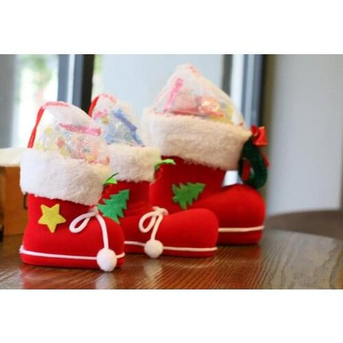 Christmas Gift Bag Elf Spirit Candy Boot Shoes Stocking Holders XMAS Party Decoration Filler Bags Pen Holder Favour favor Red