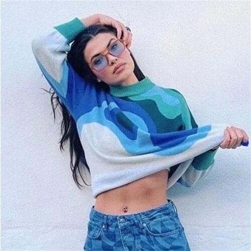 Elegant Sweater Preppy Striped Print Oversized Pullovers Women Spring Autumn Soft Loose Tops Sweaters Streetwear Warm Outerwear