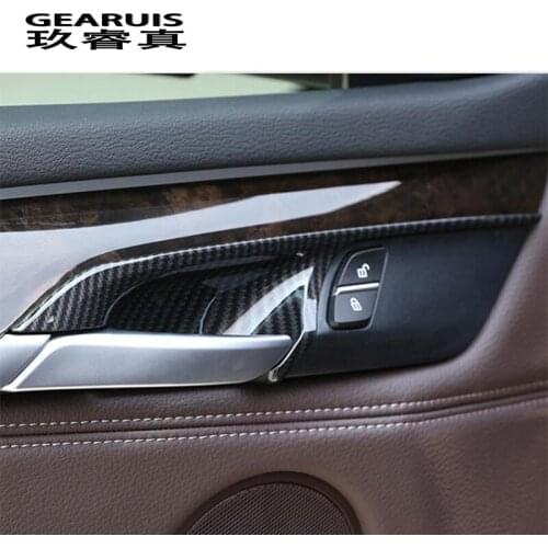 Car styling Carbon fiber Door Handle Covers Trim Door Bowl panel Stickers frame For BMW X5 X6 F15 F16 Interior auto Accessories