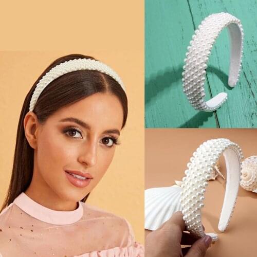 Flatfoosie 2019 Fashion Pearl Design Headband for Women Ladies White Hairband Girls Headwear Elegant Wedding Hair Accessories