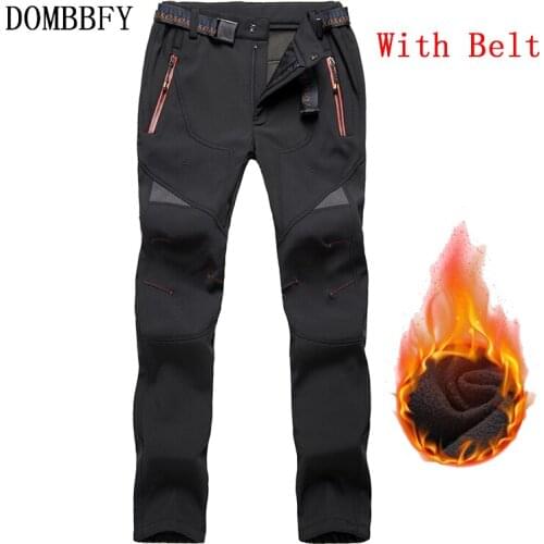 Winter Thicken Pants Women Casual Fleece Warm Stretch Cargo Pants Waterproof Soft Shell Outdoor Tactical Work Ski Long Trousers