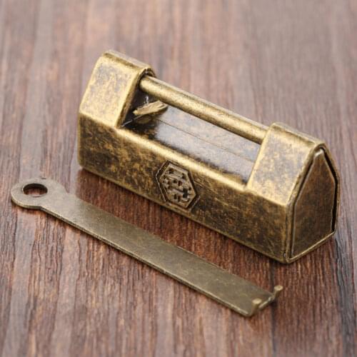 1pc 43*13*18m Gold Padlock for Suitcase Drawer Cabinet Door Hardware Locks Jewelry Wooden Box Old Lock Padlock