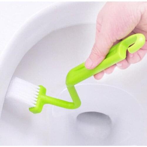 1Pc S Shape Toilet Cleaning Brush Portable Toilet Brush Scrubber S-type Cleaner Clean Brush Bent Bowl Handle randomly sent