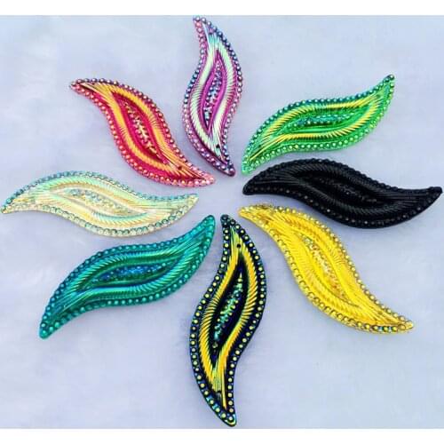 10pcs/Lot, 15*47mm Crystal AB Flat Back S-shaped Resin Sew On Stones Strass Crafts -E08A
