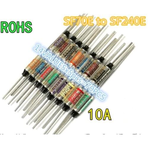 14VALUES 70PCS/Package SF70E to SF240E SEFUSE Cutoffs NEC Thermal Fuse 10A 250V Assortment Kit