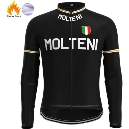 1974 Competition MOLTENI Team Man Retro Black Cycling Jersey Fleece Long Sleeves Clothing Triathlon maillot ciclismo hombre