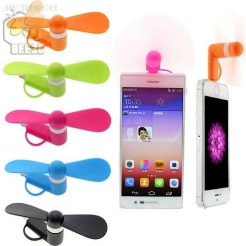 2 IN 1 Portable CellPhone Mini Fan Cooling Cooler For Micro USB For iPhone 5 5S SE 6 6S Plus 8 Pin Android Phones S6 S7 30pcs
