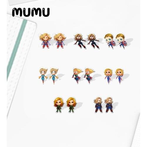 2021 New Captain Mavel Stud Earring Superhero Epoxy Jewelry Resin Acrylic Earrings Handmade Gifts Fan