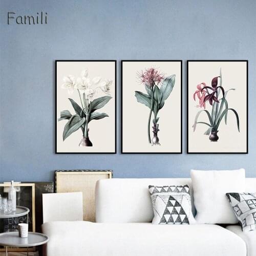 3 Panel Flower Posters Prints Fragrance Canvas Painting For Living Room Wall Pictures Vintage Home Decoration Wall Art No Frame