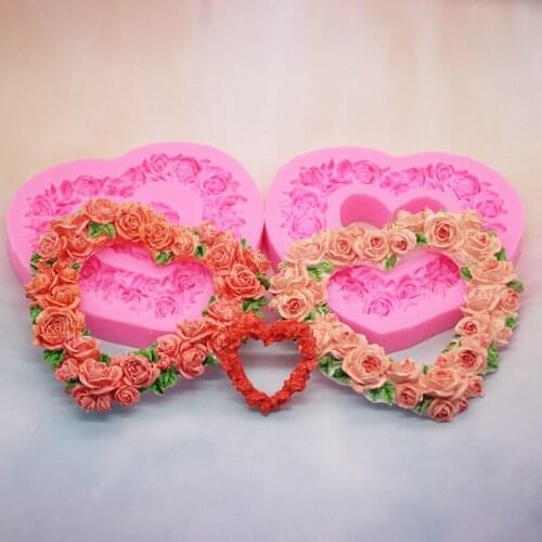 3D Handmade Soap Molds Silicone Cake Fandont Mold Heart Shape Flower Rose Candle Clay Moulds Kicchen Cake Baking Tools CC054