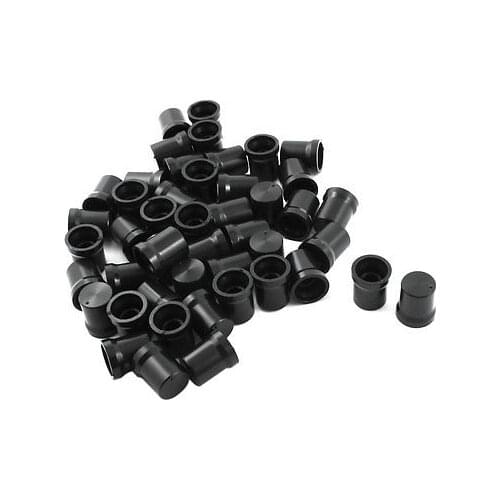47Pcs 6mm Knurled Shaft Black Top Stereo Radio Potentiometer Volume Knob Cap