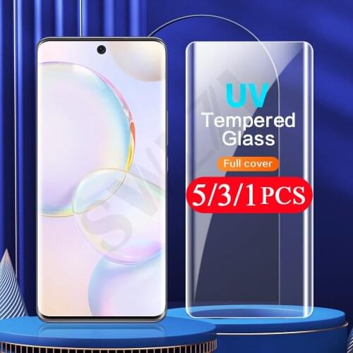 5-1Pcs UV Glass for Huawei mate 20 30 30E 40 RS 40E honor V40 50 nova 7 8 P30 P40 pro plus tempered glass phone screen protector