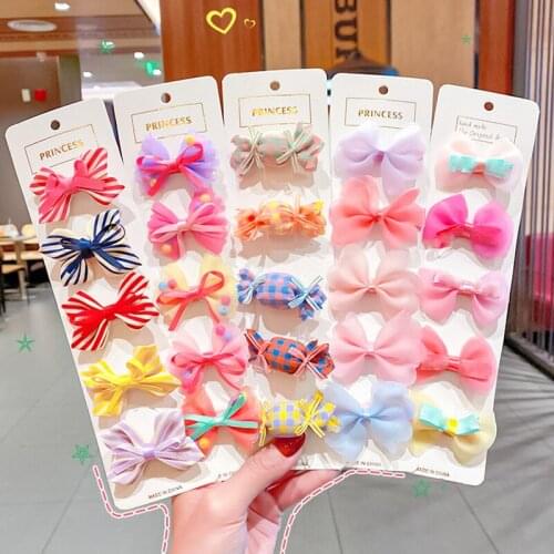 5Pcs/Set Cute Bowknot Baby Girls Hair Clips Stripe Lace Infant Toddler Hairpins Barrettes Kids Baby Hair Accessories