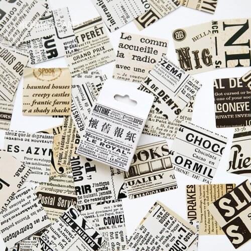 50Pcs/box English Newspaper Paper Stickers Set Decorative Stationery Stickers Scrapbooking DIY Diary Album Stick Lable