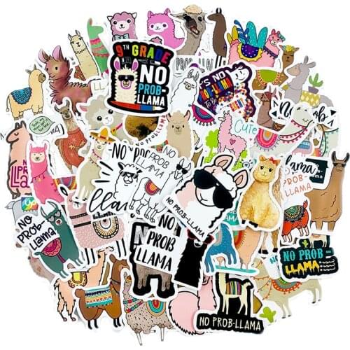 50Pcs Cute Cartoon Alpaca Sticker For Refrigerator Scooter Tablet Computer Scrapbooking Suit Case Childrens Toy DIY Sticker